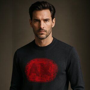 Emporio Armani Charcoal Gray Logo Sweater - Size 50 (L/XL)